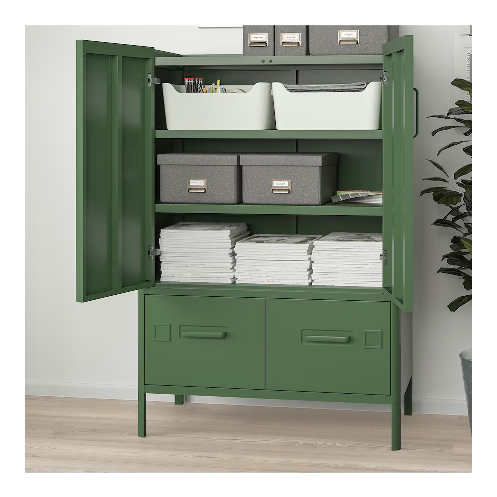 Metal Storage Cabinet with 2 Drawers and 2 Doors