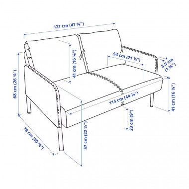Wahson 2 Seater Modern Compact Sofa